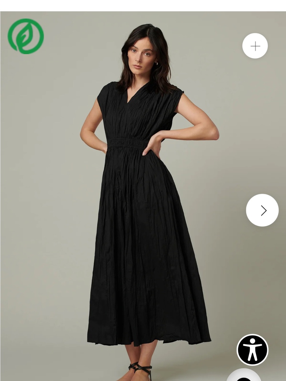 Joe's Jeans Black “The Lania” V-Neck Cap-Sleeve Maxi Dress
